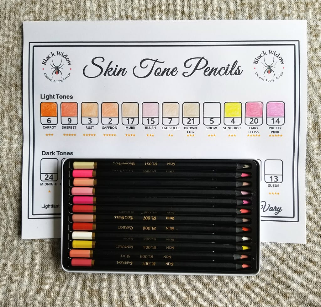 Black Widow Skin Tone Coloured Pencils